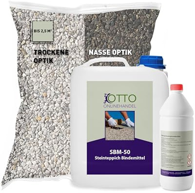 ST-EP Steinteppich Komplett-Set (Occhiliano) für ca. 2,5m² inkl. 2K Epoxidharz Bindemittel, natürlicher Steinboden, Marmorkies