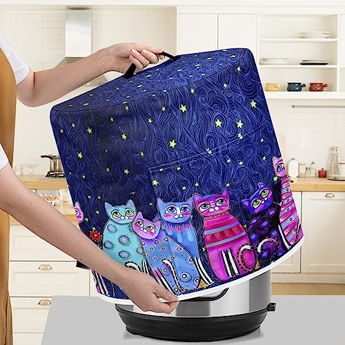 Xoenoiee Starry Night Katzen-Muster Schnellkochtopfabdeckung für 6 qt Instant Pot, Küchengeräte Staubschutz mit Taschen für Reiskocher Air Fryer Slow Cooker
