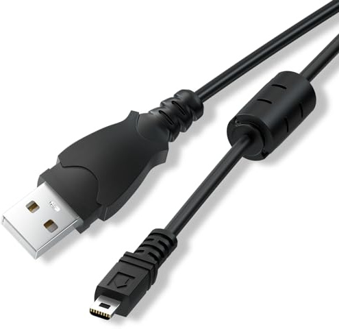 LEAGY USB Mini-B Kabel - A auf Mini 8Pin USB 2.0 Schnelllade-Übertragungskabel mit versilberten Steckern und Anti-Jamming-Ferrit-Magnetring, 0.9m, Schwarz