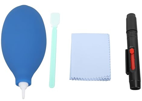Kit de Limpieza Profesional para Cámaras, Kit de Limpieza de Lentes de Cámara 4 en 1, con Bolígrafo de Gelatina, Paño Antiestático, Soplador Manual, Bolígrafo para Quitar Manchas