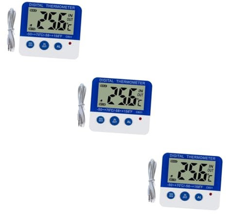 Ciieeo 3pièces Thermomètre Numérique Intérieur Et Extérieur Avec Alarme De Température Pour Réfrigérateur Et Congélateur Mode Indicateur Led Couleur Blanche Et Bleue