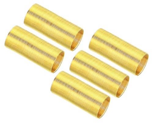 PATIKIL Alambre Francés de Latón de 22Ga y 1.67L, 5 Piezas de Alambre Espiral Metálico de 0.79 de Diámetro Exterior para Bordado, Fabricación de Joyas, Tono Dorado