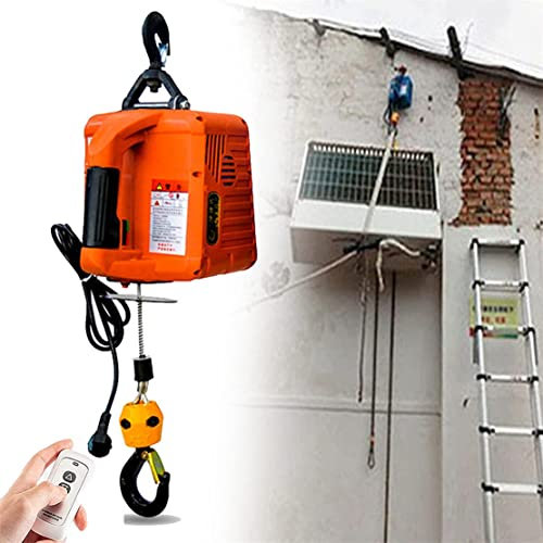 Palan électrique élévateur 500kg/1102lbs Palan électrique Aérien 110v/220v Palan électrique Avec Télécommande Filaire Et Sans Fil, Câble En Acier De 8 M, Système De Poulie électrique,3In1-Orange