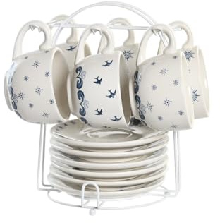 CAFE SET 6 DOLOMITE METAL 20X18X20 180 ML AZUL