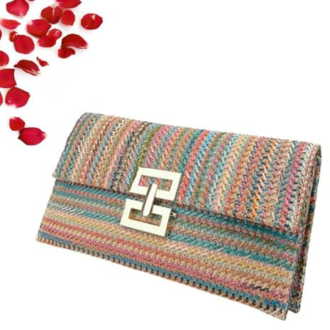 RICOKJRDE Bolsos De Mano De Paja Hechos A Mano De Verano para Mujer, Elegante Bolso De Paja Y Bolso para Fiesta, Vacaciones Y Playa (B-Multicolor)