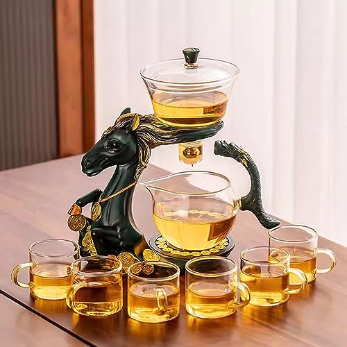 XaEjNzwDT teteras para te Tetera marroqui uego de Cafe Juego de té Completamente automático de Vidrio, artefacto para Hacer té Perezoso de Lujo Ligero para el hogar(Color:B,Size:)