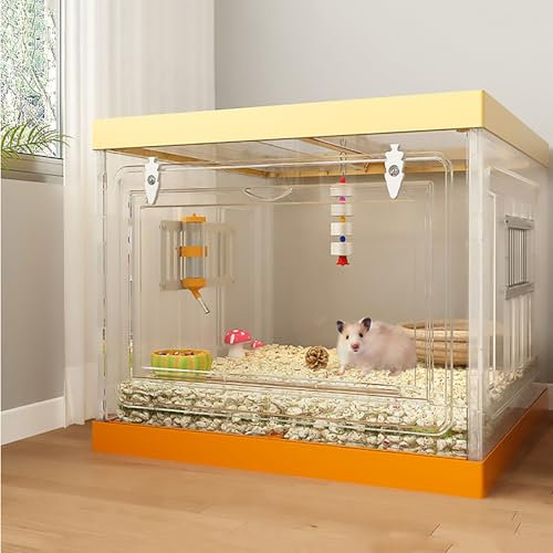 Großer Hamsterkäfig, Hamstervilla, 360° Panorama-Zwerghamsterkäfig, Hamsterhaus, Getrennte Aufzucht, Freie Überlagerung(45x45x37cm)