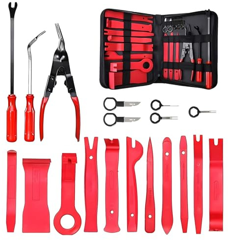 Car Trim Removal Tool Kit, 19 PCS Auto Clip Pliers Fastener Remover Set | Pry Tool Repair Kit with a Portable Tool Kit, for Vehicle Dash Audio Door Panel Window Molding