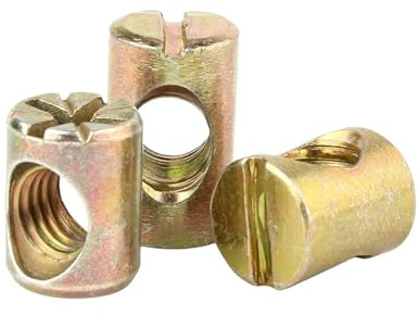 Aqxyju 10 Stück M6 M8 Tonnenschrauben Kreuzdübel Kreuz Horizontale Lochmutter Hammer Eingebettete Mutter for Möbel Betten Kinderbett Holzstühle(M6x13mm)