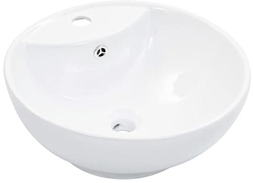 ShGaxin Lavabo con rebosadero, Lavabo sobre Encimera, Lavabo Baño, Muebles De Baño, Mueble Lavabo, 46,5x18 cm cerámica Blanco
