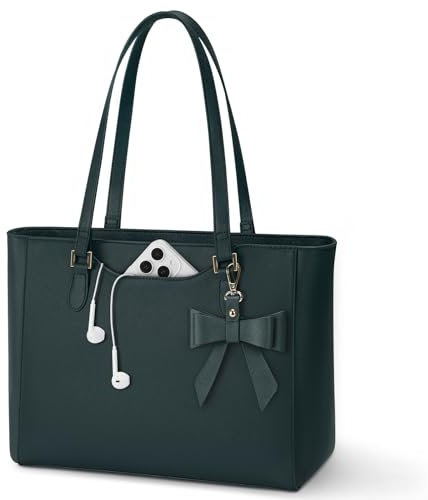 KTMOUW Handtasche Damen Groß Shopper Tasche Damen Wasserdichte Leder Tote Bag Arbeitstasche Schultertaschen Umhängetasche Henkeltasche für Business Büro Schule Grün