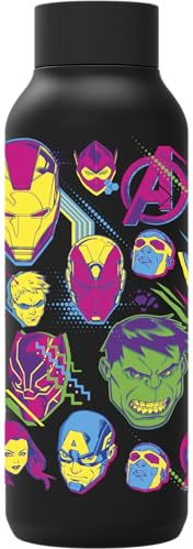 QUOKKA SOLID X MARVEL | BOTELLA TÉRMICA DE ACERO INOXIDABLE DOBLE PARED | AVENGERS NEON