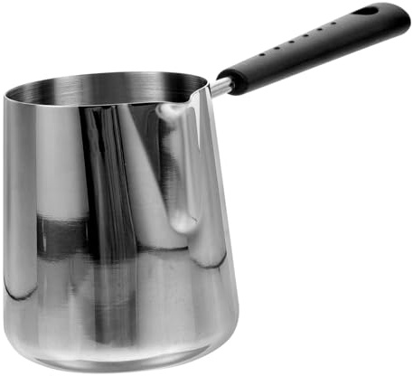 Mini Olla 350ml de Acero Inoxidable con Asa, Plata | Conducción Uniforme del Calor, Superficie Lisa, para Cocinar Leche o Aceite