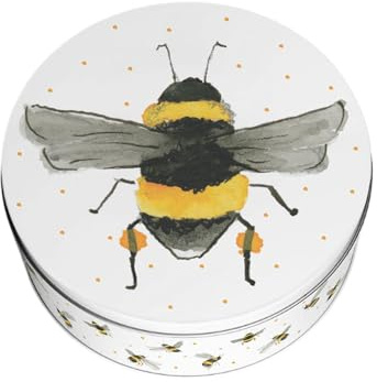 Purely Home Flying Bumblebees Small Cake Tin - Homeware Gifts Round Metal Storage Container for Baking 18 x 7cm