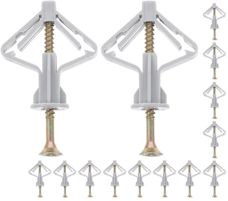 PRETYZOOM 50juegos Tornillos y Anclajes Antivuelco Para Paredes Huecas Acero Resistente y Fácil De Pegar