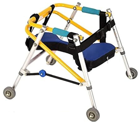 Faltbare Leichtgewicht Gehgestell, höhenverstellbare, gerichtete vierrädrige Gehhilfe, mit Sitz für Kinder, Cerebralparese Rehabilitation der unteren Gliedmaßen Stehgestell Gehhilfe(Large)