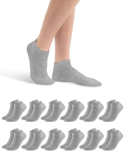 Libella sneakers strumpor dam 35-38 39-42 12 par bomull korta strumpor herr 43-46 unisex strumpor sportstrumpor sneakers strumpor damstrumpor halvstrumpor, 12 par ljusgrå, 43-46 EU