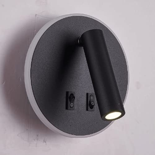 Spotlight a LED, Lampada a Lettura Rotonda Montaggio a Parete Incorporato Luce a Parete a LED con 2, 3 W Regolare Il Letto + 7 W Lampada a Parete di Sfondo, luci notturne la Camera da Letto con Pale