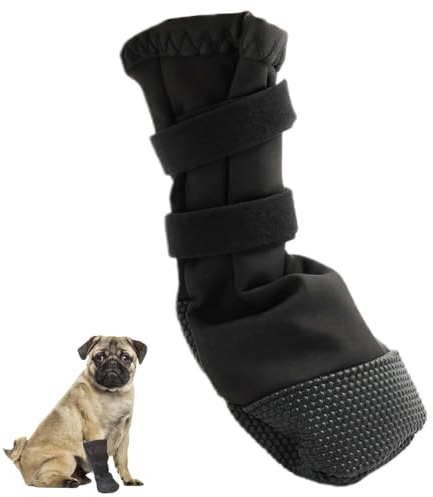 KUEEA Scarpe nere per cani, protezione zampe per esterni, taglia S, impermeabili per cani, per proteggere da lesioni e lecce, antiscivolo per interni ed esterni
