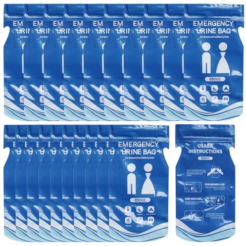 Grtheenumb Travel Urinals for Men, Disposable Urine Bags, 20PCS 850cc Leakproof Portable Pee Bags Foldable, Non-slip Travel Emergency Urinals for Men Women, Pregnant, Patient, Camping, Traffic Jams