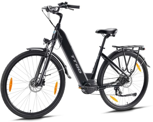ttgo 28 Zoll Elektrofahrrad Für Erwachsene, E Bike mit 250W Motor 36V 20AH Akku 9 Gang Getriebe 25 km/h, Reichweite 110–130 km Für Herren und Damen Hydraulische Scheibenbremse, ZZ-28ST (Schwarz)