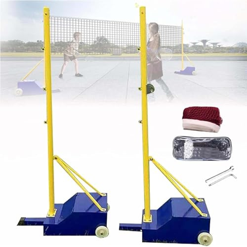 CUTANGELAR Filet De Volley-Ball Et De Badminton Robuste Et Réglable, avec Poteaux – 4 Hauteurs Réglables De 1,55 M À 2,1 M, pour Une Utilisation Intérieure Et Extérieure (Adultes Et Enfants).