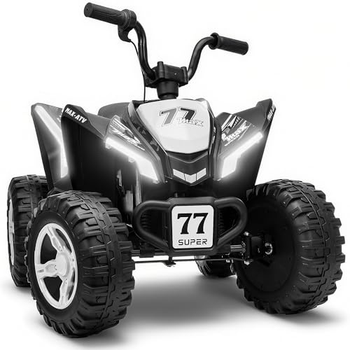 Letsgoride Kids ATV 4 Wheeler, Two Seater 24V Ride On Toy for Big Kid w/Unique LED Light, Music, Wireless, Story, 24 Volt Ride on Car Electric Quad for Boys Girls (White)