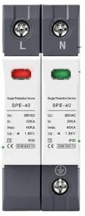 DC SPD Surge Arrester 20KA 40KA 275V-1000V PV Surge Protective Device | DC overvoltage lightning protection module, DIN rail design for photovoltaic power system circuit safety(20KA 500VDC)