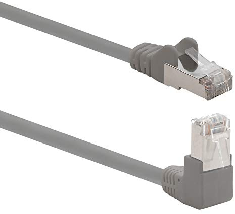 1aTTack.de 366217 Cat.6 Netzwerkkabel Winkel 90 Grad 5m - grau - 1 Stück - Cat6 Patchkabel (SFTP PIMF) 1000Mbit/s Rj 45 Stecker - 1 x 5m Meter grau