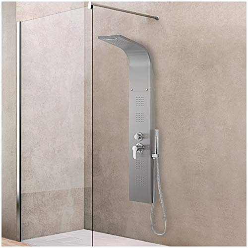 Colonna Doccia Idromassaggio in Acciaio Inox Finitura Satinata 4 funzioni IDROMASSAGGIO - DOCCETTA SOFFIONE - Cascata