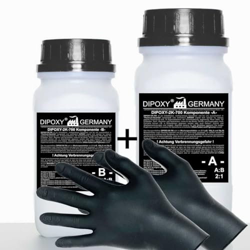 12kg Epoxidharz 2K Harz+Härter + Handschuhe EP Laminierharz in Profi Qualität Glasklar und geruchsarm Gießharz Epoxy UV Stab für Holz Tisch Boden Aquarium Terra Formenbau GFK DIPOXY-2K-700