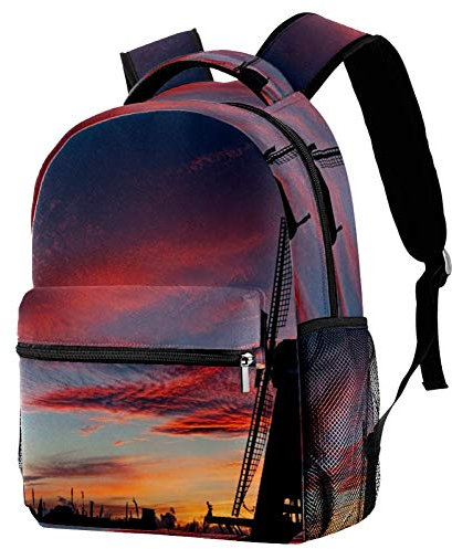 Lorvies Rucksack, holländische Windmühle bei Sonnenuntergang, lässiger Rucksack, Schulterrucksack, Büchertasche für Schule, Studenten, Reisetaschen