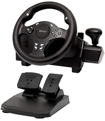 DOYO Steering Wheel with Pedals for PC/Xbox/PS4/Switch – 270° Racing Wheel, Gaming Steering Wheel with Gear Shifter, Dual Vibration, Clamp Mount, Driving Simulator for Sim Racing