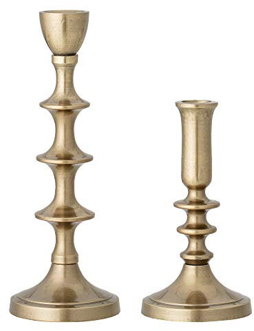 Bloomingville Kerzenständer, goldfarben, Aluminium, 2er Set