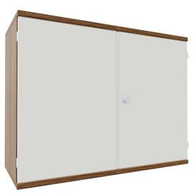 Flügeltürenschrank, 1 Dekor-Einlegeboden, abschließbar, 1000x425x768, Weiß/Nussbaum