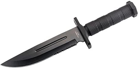 Herbertz Gürtelmesser, Stahl AISI 420, schwarz beschichtet, Parierelement, Kunststoffgriff, Kunststoffscheide