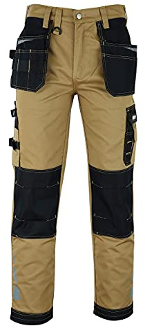 MS9 Herren Arbeitshose Bundhose Cargohose mit Holstertaschen Werkzeugtaschen Multifunktions und Kniepolster Taschen E1