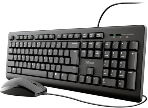 Trust Primo 23973 Maus-Set mit deutschem Kabel, QWERTZ, Windows schwarz