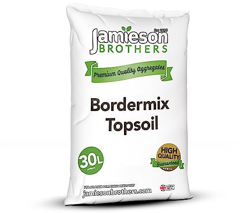 Bordermix Top Soil 30L Enriched with Horse & Chicken Manure (Mushroom Compost) - Can be used in Beds & Borders as a Conditioner or Mulch - By Jamieson Brothers