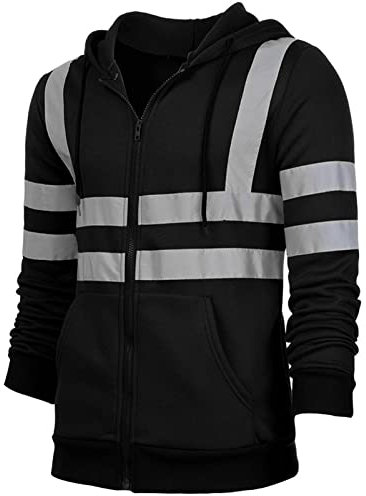 Panegy Manteau de Sécurité Homme Sweat à Capuche de Travail avec Poches Hauts de Vêtements de Travail pour Activité de Plein Air Noir Taille L