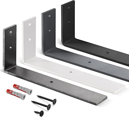 HOLZBRINK Regalträger Metall Regalhalter für Wandregal, Regalwinkel, weiß 300x100x40 mm, 10 Stück, HLR-L-300-9016
