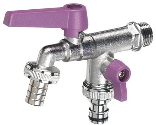Rubinetto a Sfera Doppio per Fontana da Giardino con Leve Colorate Belfer RUB/027 Viola