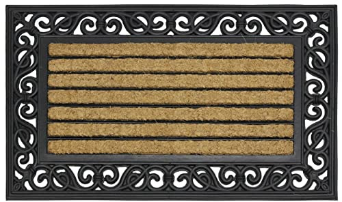 VL Door Mat 45x75cm, Heavy Duty Coir Door Mats Outdoor with Anti-Slip Rubber Back – Outdoor Mat That Scrapes Mud, Catches Dirt & Keeps Entryways Tidy – Ideal for Garden, Garage & Patio (Pack of 1)
