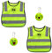 2 chalecos reflectantes de alta visibilidad, 2 colgantes reflectantes para mochilas escolares, chaleco de seguridad para niños, chaleco transpirable amarillo fluorescente, tamaño universal para niños.