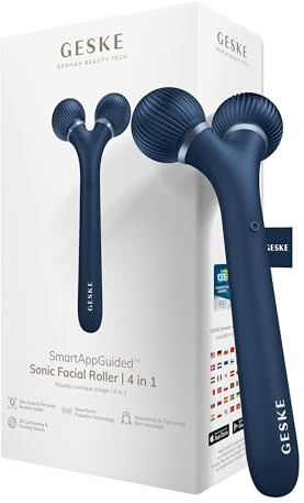 GESKE | SmartAppGuided™ Sonic Facial Roller | 4 in 1 | Gerät für Gesicht | Derma Roller | Professioneller Gesichtsroller | Strafft und definiert die Haut im Gesicht | SmartAppGuided™ | Gerät für Gesicht | Professioneller Gesichtsroller | Strafft und definiert die Haut im Gesicht
