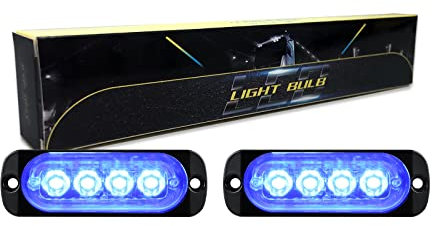 RIGIDON 2 Pezzis 4 LED Lampada di Emergenza Strobo Barra Led, 3.3 Pollice 12V 24V Faretti Fendinebbia Per Off road Auto Fuoristrada Camion SUV UTE ATV Barca 4x4 Veicoli, Colore Blu Impermeabile