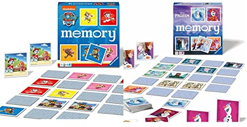 Ravensburger Paw Patrol memory - 20887 - Spieleklassiker für alle Fans der TV-Serie Paw Patrol, ab 3 Jahren & Spiele - 20890 -Disney Frozen memory, der Spieleklassiker für alle Frozen Fans,ab 3 Jahren
