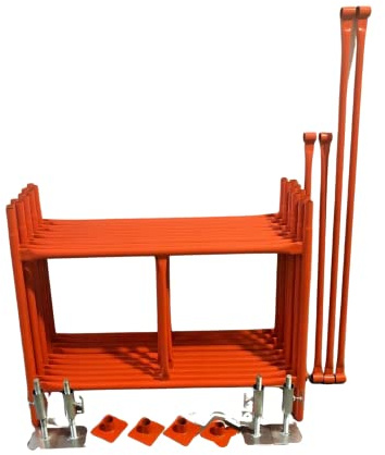 HILL TOP FABRICATIONS CO (1998) LTD - Scaffolding Tower with Adjustable Bases 5.02 Meters (16'6) Working Height 4x4 Base Size. Steel & Polyester Powder Coated (PPC) High Quality Durable Finish.