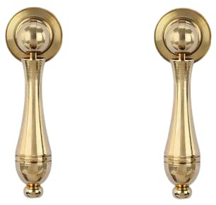 PILYON Kabinett Door Knob 2 Stück Reiner Messinggriff, Tropfenförmiges Etikett, Schubladenschrank, Türanhänger, Einzelloch, Kleiner Griff, Kleines Kupfer Hell