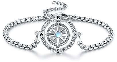 YueYuan Kompass Armband 925 Sterling Silber für Damen und Herren | Maritimer Kompass als Symbol für Orientierung, Geschenk zu Geburtstag, Weihnachten und Jahrestag